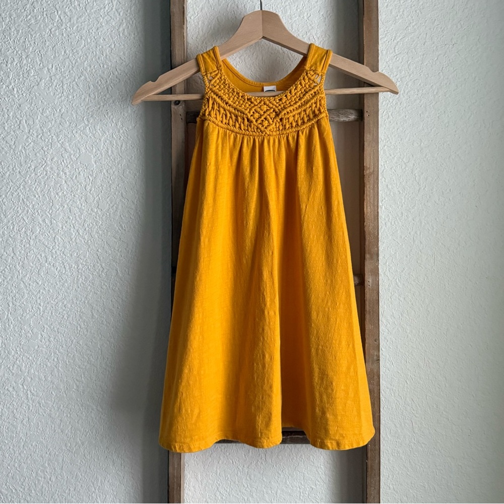Old Navy Mustard Yellow Crochet Neck Cotton Midi Dress girls sz: 5T